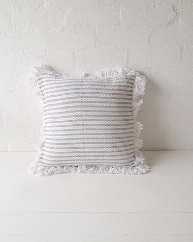 Fringed towel stripe textured  scatter pillow